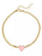 Oozoo Women's Chain Bracelet with Heart Design in Gold Plated Stainless Steel 18cm