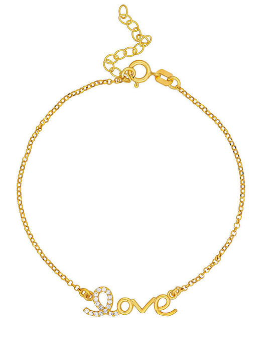 Excite-Fashion Γυναικείο Βραχιόλι Αλυσίδα με σχέδιο Καρδιά από Ασήμι Επιχρυσωμένο με Ζιργκόν