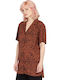 Dino Tea Shirt Tunic Women's Short Sleeve Shirt Brown