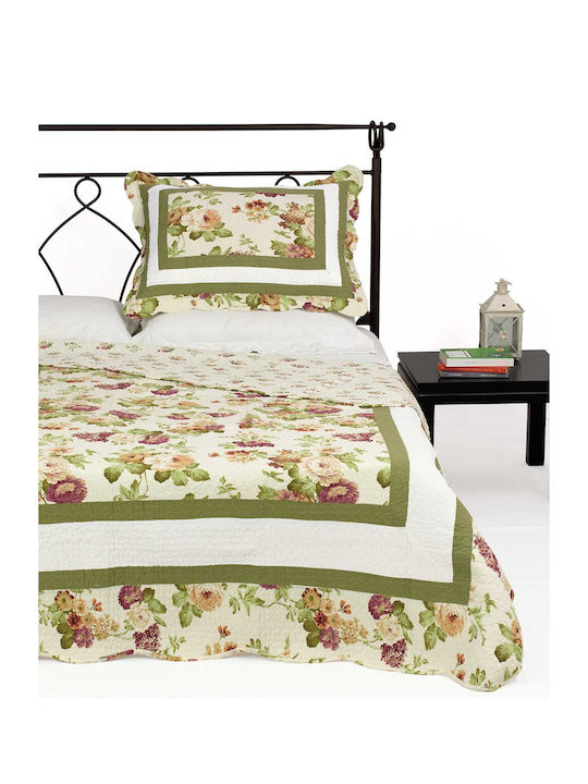 Silk Fashion Set Coverlet Single Cotton Green 160x220cm 2pcs