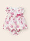 Rochie pentru Copii Mâneca scurta Floral Set cu Chiloțel Roz