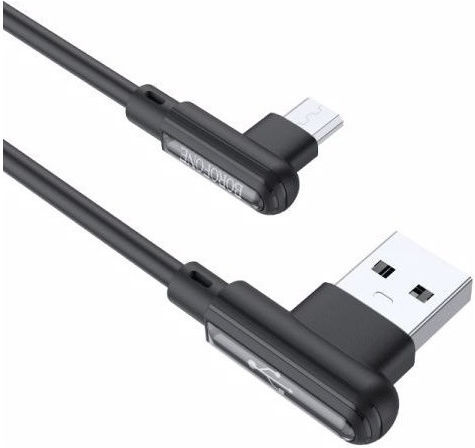 Borofone BX58 Unghi (90°) / Braided USB 2.0 spre micro USB Cablu Negru 1m 1buc