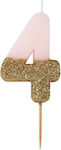 Birthday Candle No 4 Geburtstagskerze Nummer "4" in Rosa Farbe 1BDAY-CANDLE-4