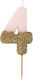 Birthday Candle No 4 Birthday Candle Number "4" in Pink Color 1BDAY-CANDLE-4