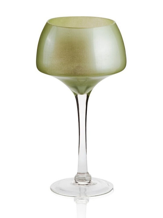 Parisis Candle Holder suitable for Tealights Glass in Green Color 15.5x15.5x30cm 1pcs