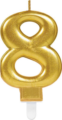 Amscan Birthday Candle No 8 Birthday Candle Number "8" in Gold Color 20181