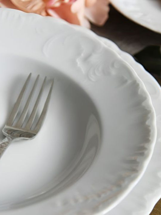 Cmielow Rococo Geschirrset aus Porzellan Weiß 50Stück