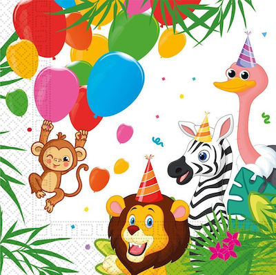 Party Napkins Jungle Balloons Multicolored 33x33cm. 20pcs