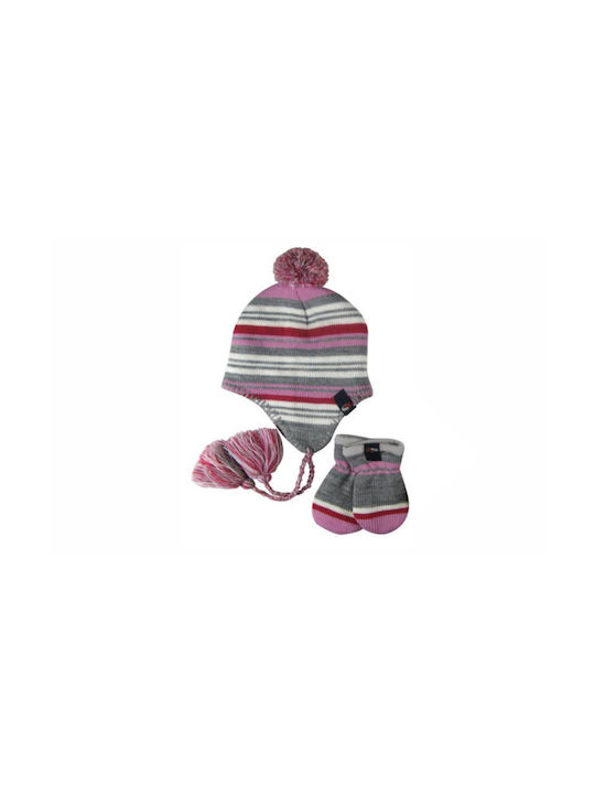 Stamion Kids Beanie Set with Gloves Knitted Gray