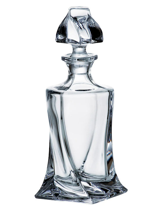 Novaker Quadro Crystal Decanter for Whiskey 25.1cm with Stopper Transparent 400ml KM30