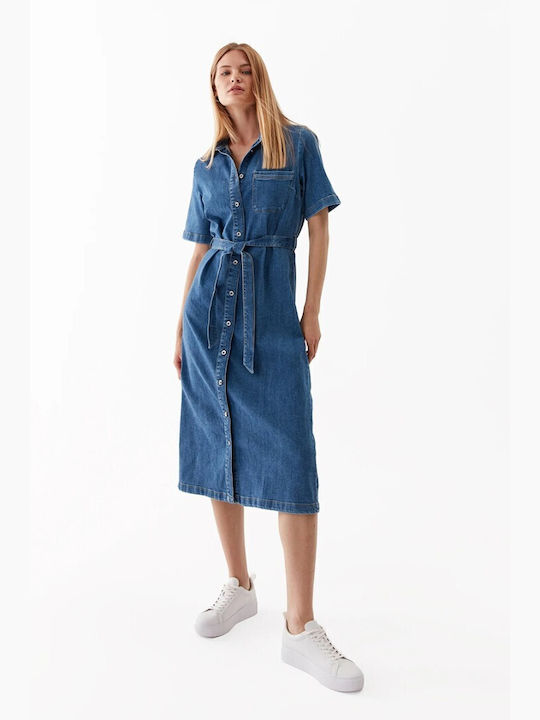 Only Sommer Maxi Hemdkleid Kleid Jeans Blau