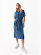 Only Sommer Maxi Hemdkleid Kleid Jeans Blau