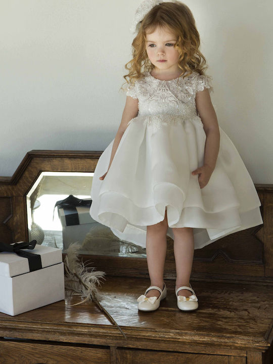 Dolce Bambini Ecru Lace Baptism Outfit with Hair Accessories & Dress 2pcs