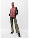 Kurz Damen Ärmellos Puffer Jacke für Winter Rosa
