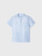 Kids One Color Shirt Short Sleeve Linen Light Blue