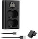 Powerextra Double Battery Charger DS-W235 Compatible with Fujifilm NP-W235