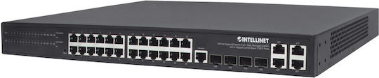 Intellinet 561426 Управление на L2 PoE+ Switch с 24 Портове Гигабитови (1Gbps) Ethernet и 4 SFP Портове