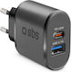 SBS Φορτιστής Χωρίς Καλώδιο με Θύρα USB-C 45W Power Delivery Μαύρος (Sbs Travel Ports Black)
