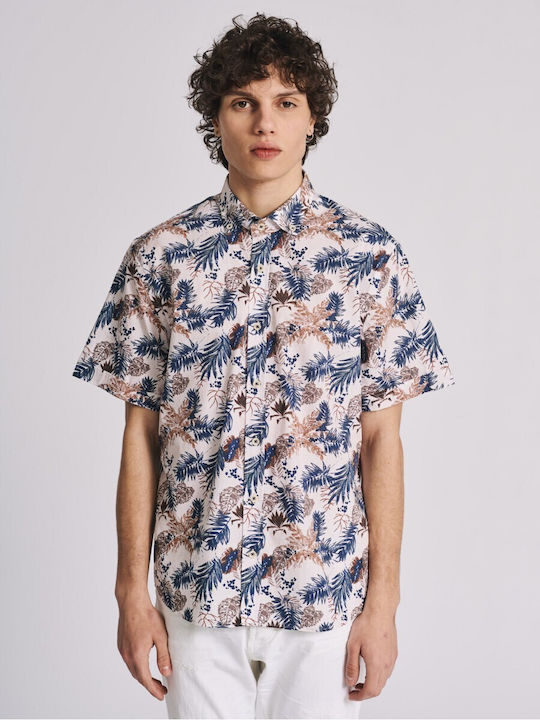 Staff Men's Shirt Short Sleeve Floral Beige