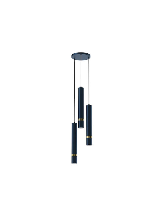 Milagro Joker Pendant Light Three-Light for Socket GU10 Blue