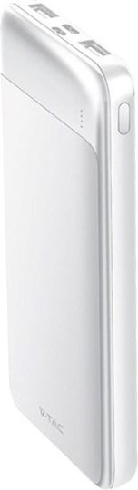 V-TAC Power Bank 10000mAh με Θύρα USB-A και Θύρα USB-C Λευκό