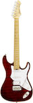 Aria Pro II 714-MK2 Ηλεκτρική Κιθάρα με Ταστιέρα Maple και Σχήμα ST Style Ruby Red