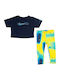 Kids' Set with Leggings Summer 2pcs Navy Blue Boxy