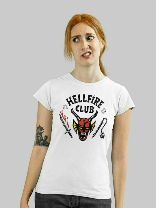 Γυναικείο T-shirt Hellfire Club Stranger Things σε Λευκό χρώμα