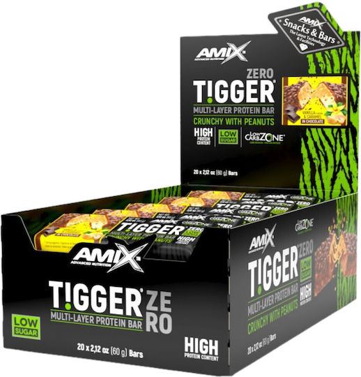 Amix Tigger Zero Μπάρες Πρωτεΐνης με Γεύση Βανίλια Καραμέλα 20x60gr