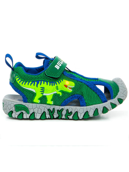 Bull Boys Shoe Sandals T-Rex with Velcro & Lights Green