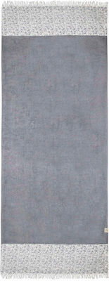 White Fabric Art Πετσέτα Θαλάσσης με Κρόσσια Γκρι 160x80εκ.
