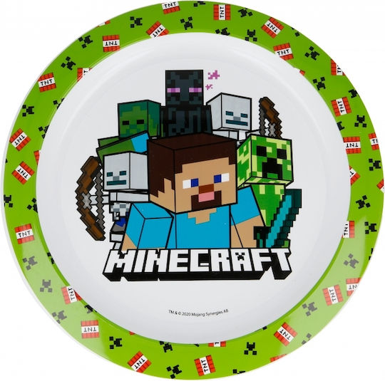 Stor Minecraft Παιδικό Πιάτο Φαγητού από Πλαστικό Πράσινο