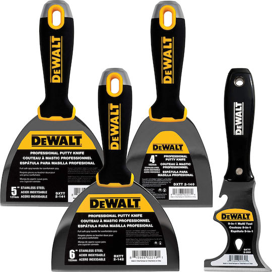 DEWALT Σπάτουλα Μεταλλική με Πλαστική Λαβή Σετ 4τμχ 3-140