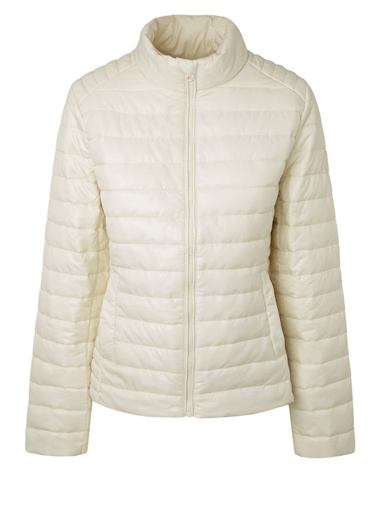 Pepe Jeans Rinna Women's Short Puffer Jacket for Spring or Autumn Buttermilk
