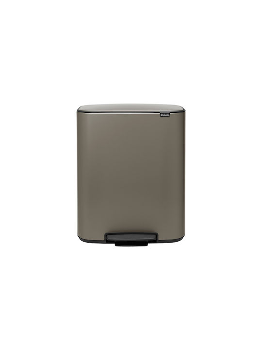 Brabantia Bo Coș de Gunoi din Oțel Inoxidabil cu Pedală Platinum 60lt 1buc