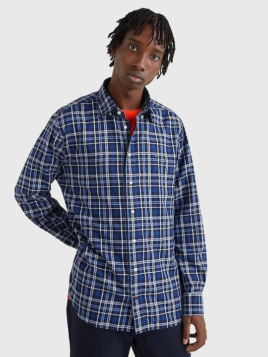 Tommy Hilfiger Men's Shirt Long Sleeve Checked Blue