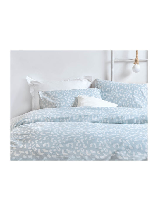 Rythmos Oliver Super Double Cotton Duvet Cover Set with Pillowcases 225x250 Μπλε