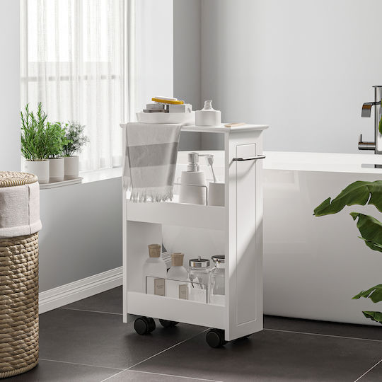 Kleankin Wooden Kitchen Trolley 2 Tiers White 42.5x20.3x66.7cm