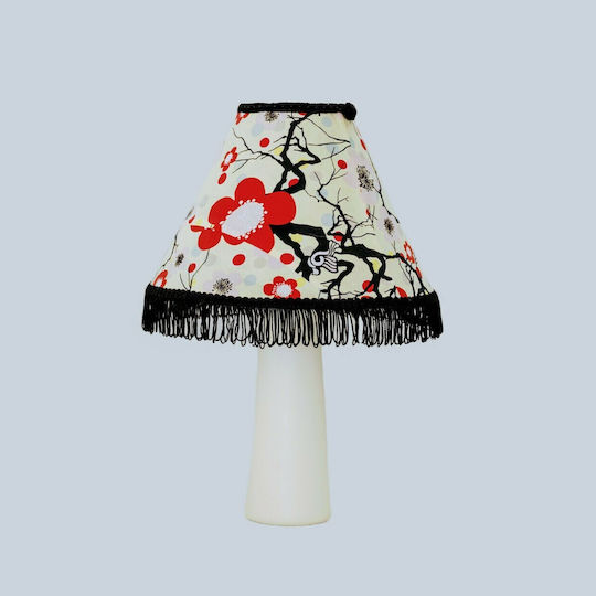 Japanesse Blossom Ceramic Vintage Table Lamp for E14 Socket with Shade and White Base