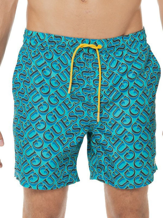 F3GT05TEL62 Men's Swimwear Shorts Blue with Patterns