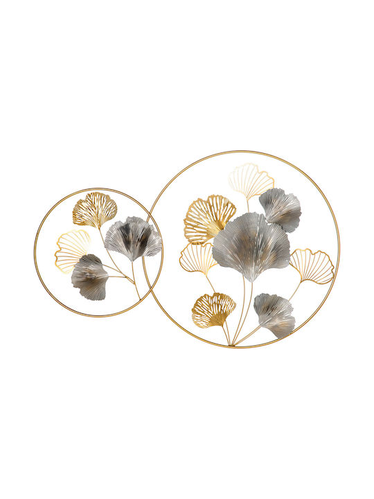 HomCom Decorativ de Perete din Metal Golden Ginkgo Wall Art 138x70cm 1pcs