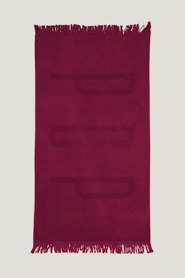 PCP Wine Prosop de Plajă Pareo Burgundy cu franjuri 180x100cm.