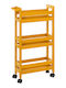 5Five Wooden Kitchen Trolley 3-Tier Yellow 40x15x75cm