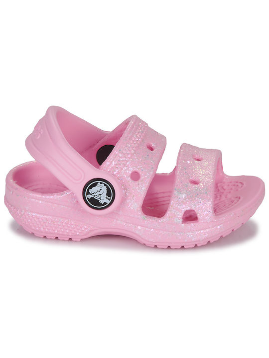 Crocs Glitter Kids Anatomical Beach Shoes Pink