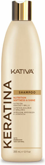 Kativa Keratin Σαμπουάν Αναδόμησης/Θρέψης & Λάμψης για Όλους τους Τύπους Μαλλιών 355ml
