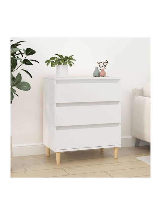 Wooden Chest of Drawers with 3 Drawers White 60...
