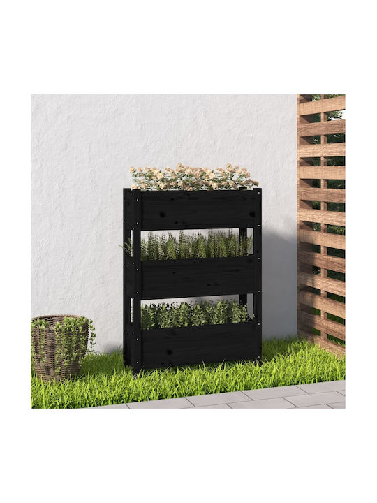 vidaXL Blumenkasten Hölzernes Schwarz 77x25x104.5cm.
