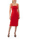 Versace Midi Dress Spaghetti Strap with Slit Red