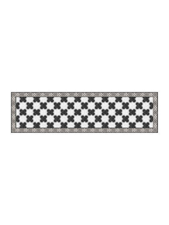 Ango Marble Chess Χαλάκι Κουζίνας Διάδρομος Αδιάβροχο με Αντιολισθητικό Υπόστρωμα Μαύρο 50x180εκ.