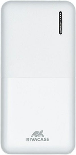 Rivacase VA2572 Външна Батерия 20000mAh 20W с USB-A Изходен Порт и USB-C Изходен Порт Бързо Зареждане Бяла